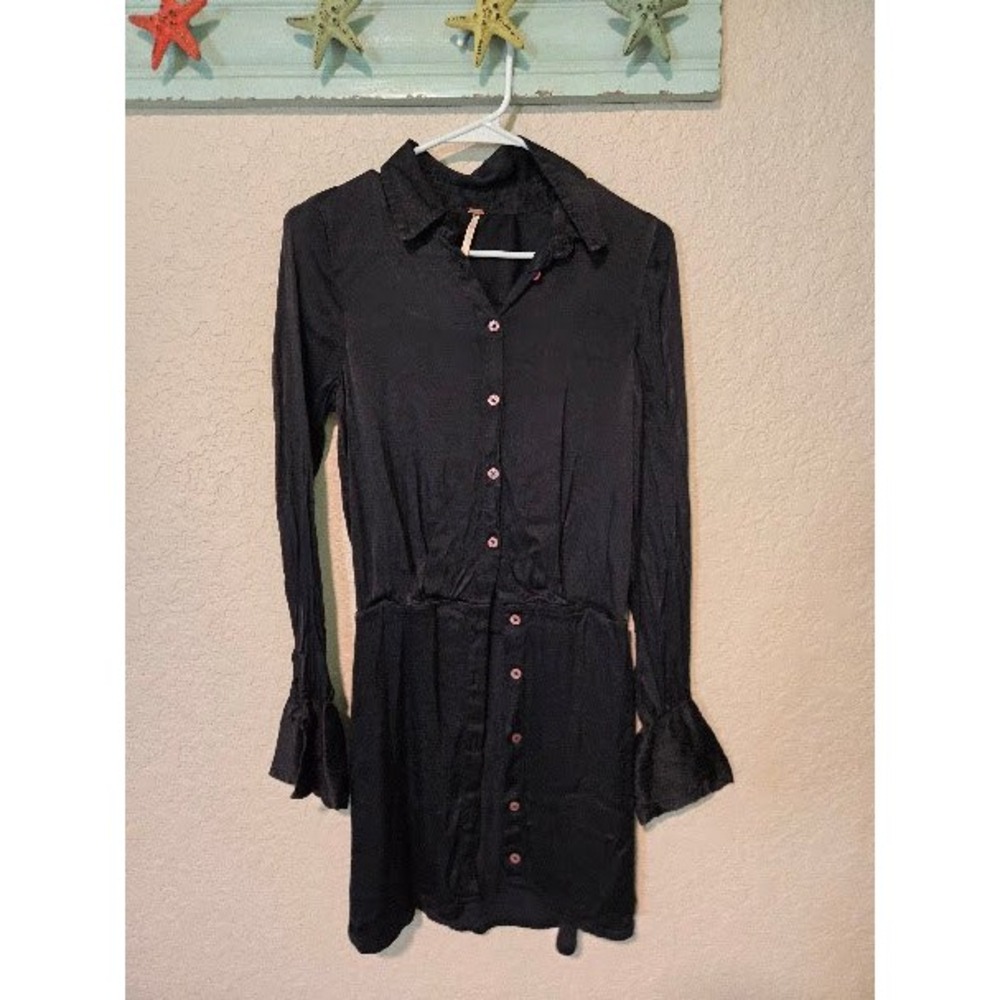 Free People Shirt Dress Womens XS Black